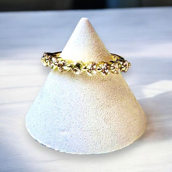 Gold-Toned 925 Silver Eternity Ring with Round Cubic Zirconia Stones size 5‎ - Picture 2 of 4